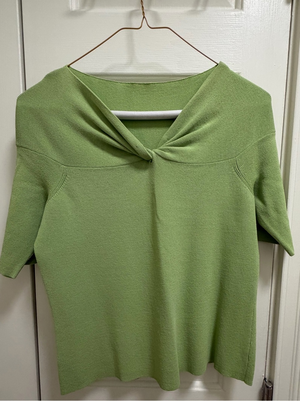 Requirements Light Green Twist Front Short Sleeve Top